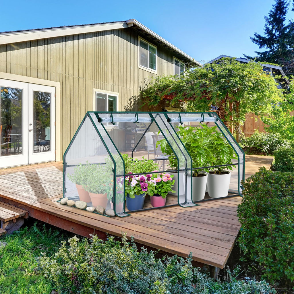 Portable Mini Greenhouse, 71"x36"x36" Greenhouses for Outdoors with Dual Large Zipper Doors & Ground Stakes