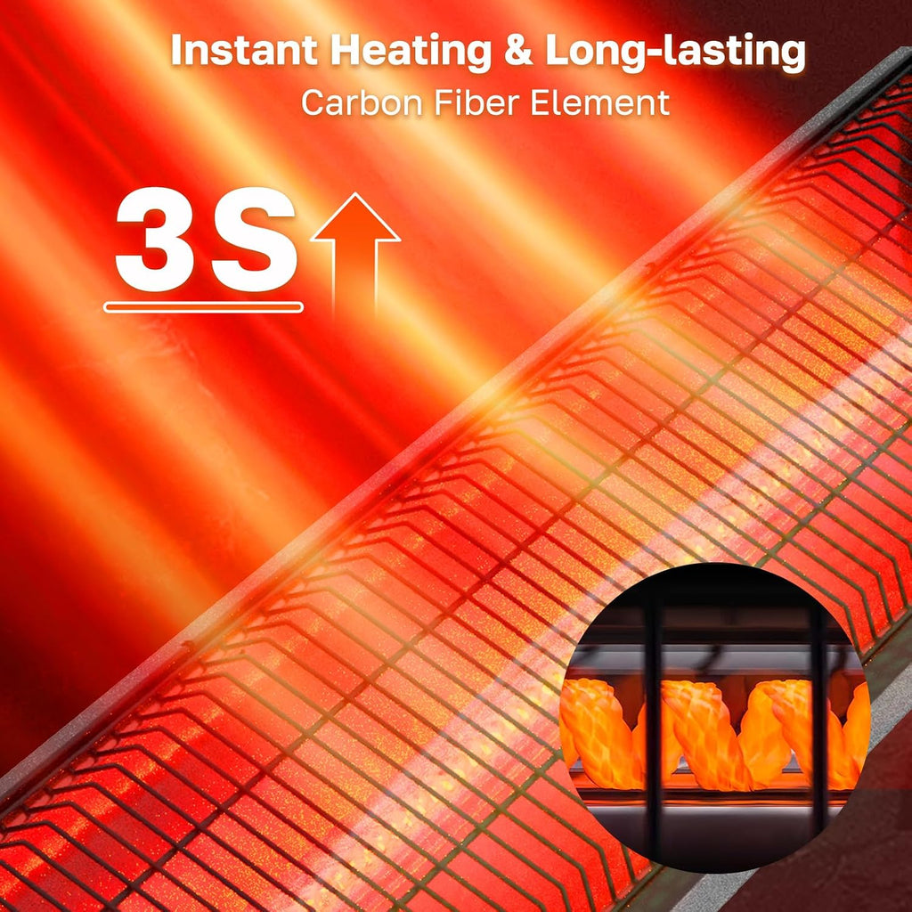 1500W Electric Patio Heater - Carbon Fiber Infrared Tower Heater for Outdoor Use - IP65 Waterproof, 2-in-1