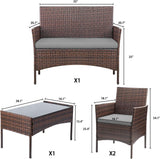 4 Pieces Patio Rattan Chair Wicker, Outdoor Indoor Use Backyard Porch Garden Poolside Balcony Furniture Sets (Grey) A106-B07W4P6BX3