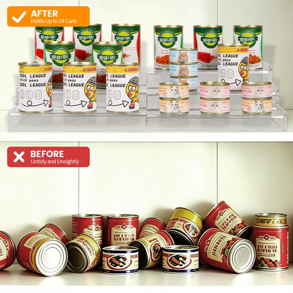 Expandable Can Rack Organizer, 3 Tier Acrylic Can Food Storage for Pantry