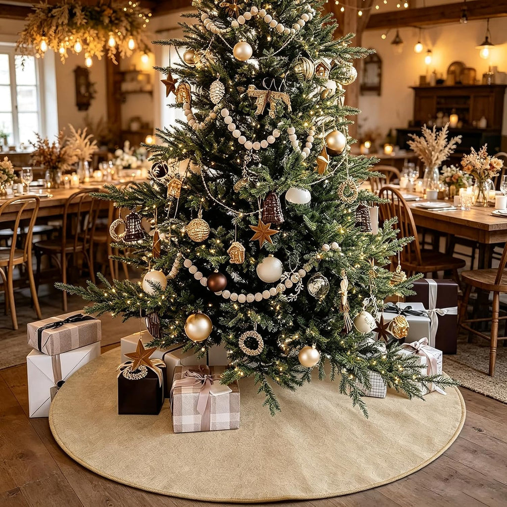Fall Burlap Tree Skirt, 36 Inch Rustic Farmhouse Decorations Tree Ornaments