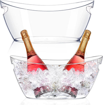 Ice Buckets for Parties (5.5L) Ice Buckets, Clear Acrylic Champagne Bucket, Drinks Beverage Tub for Cocktail - Set of 2