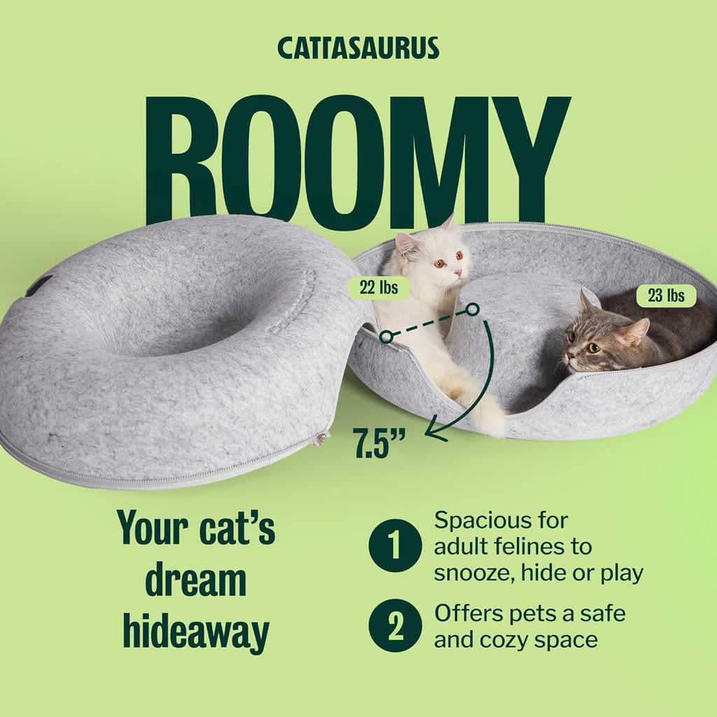 Peekaboo Cat Cave Donut for Multiple & Large Cats up to 30-45 lbs, 3-in-1 Self Warming Cat Bed