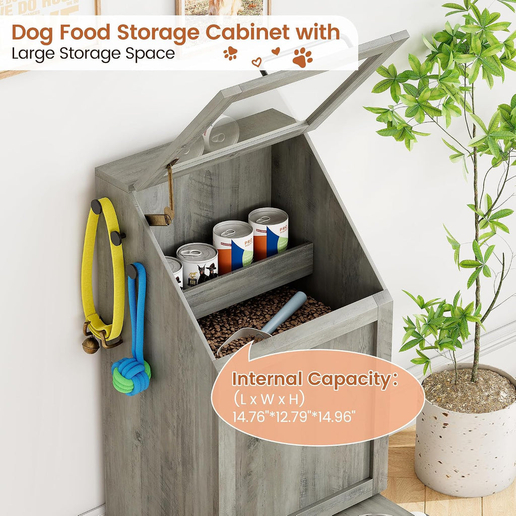 Dog Feeding Station with 2 Elevated Bowls, Grey