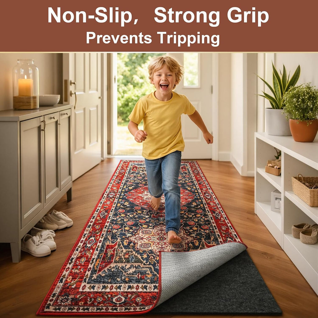 9x12 Feet Non Slip Rug Pad 1/4 inch Thick Felt and Silicone Backing, Dual Surface Cushion Rug Gripper for Hardwood - Set of 108
