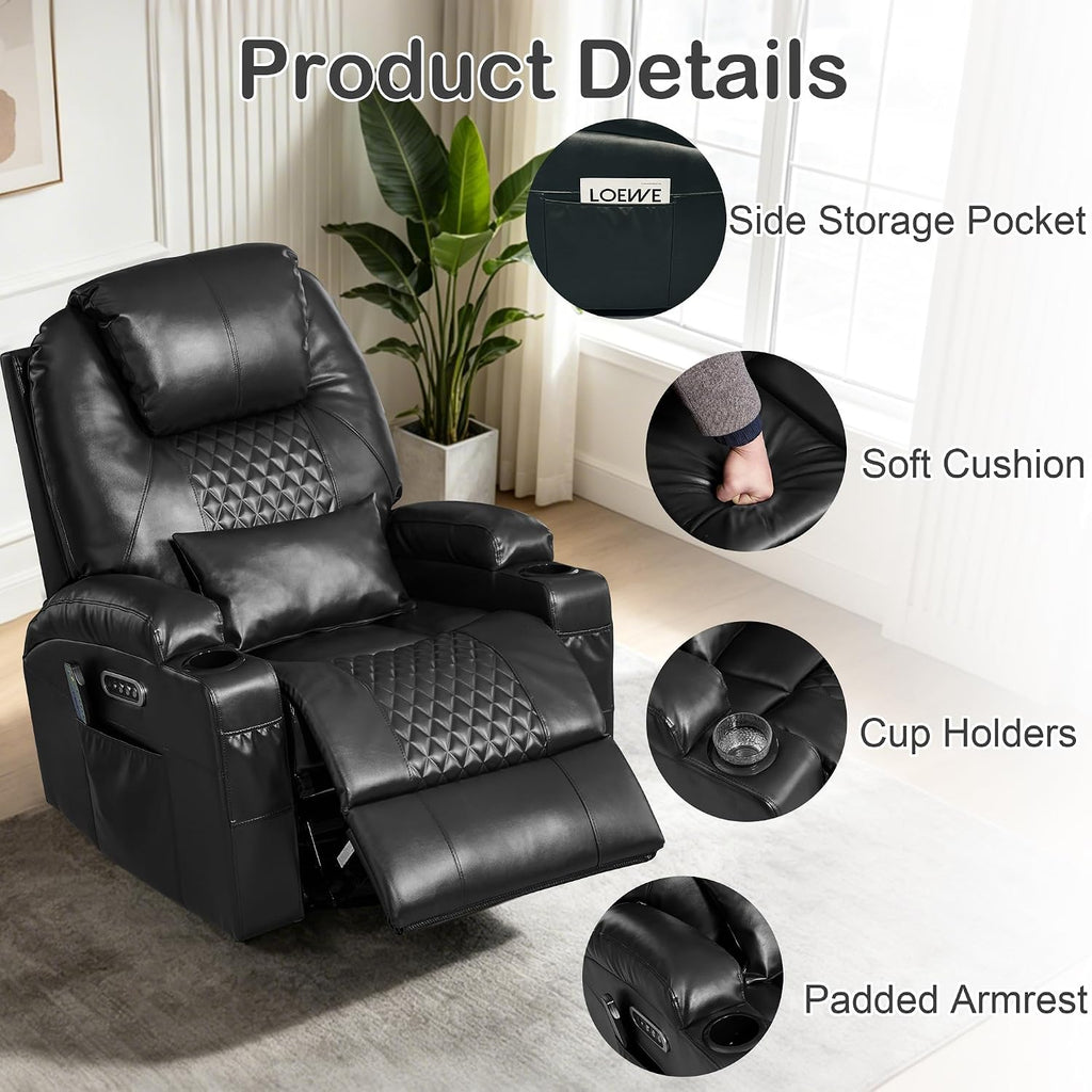 Power Swivel Rocker Recliner with Dual Motor, 240° Electric Glider Recliner with Heat & Massage, Rocking Chair