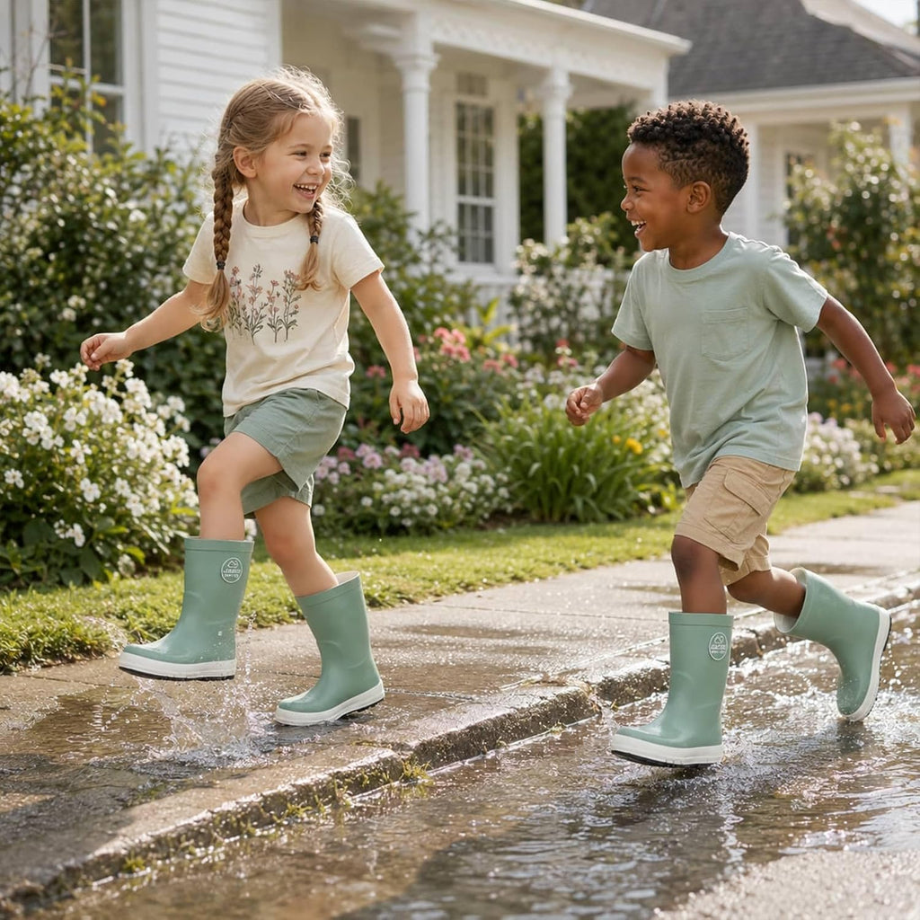 Natural Rubber Kids Rain Boots for Boys & Girls - Waterproof Lightweight Toddler Rain Boots with Non-Slip Outsole
