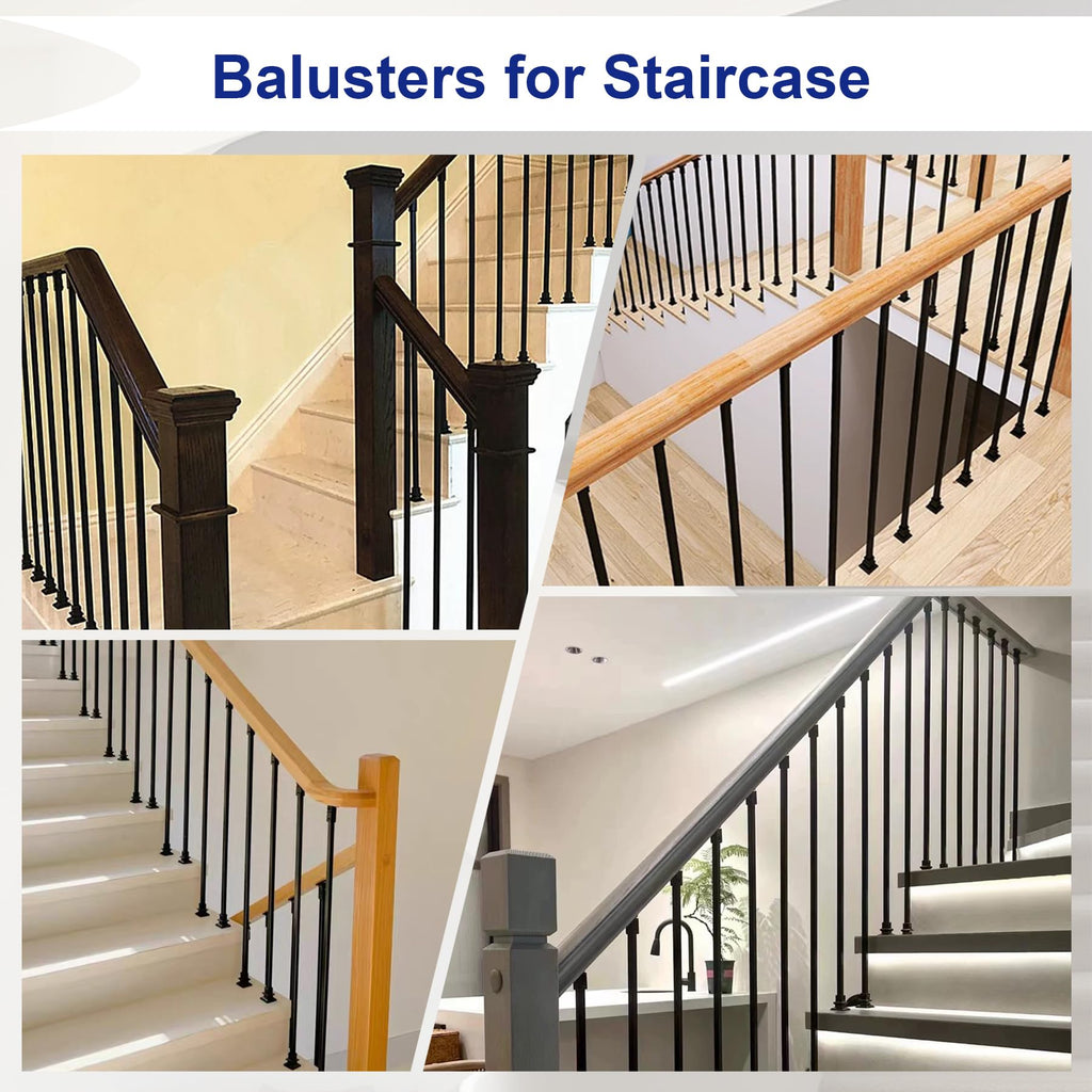 30Pcs Iron Balusters 44''x1/2" Square Hollow Metal Stair Spindles