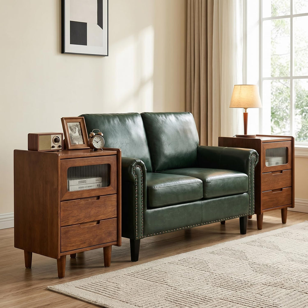 Walnut Solid Wood Nightstand, 15.75" D×15.75" W×23.81" H