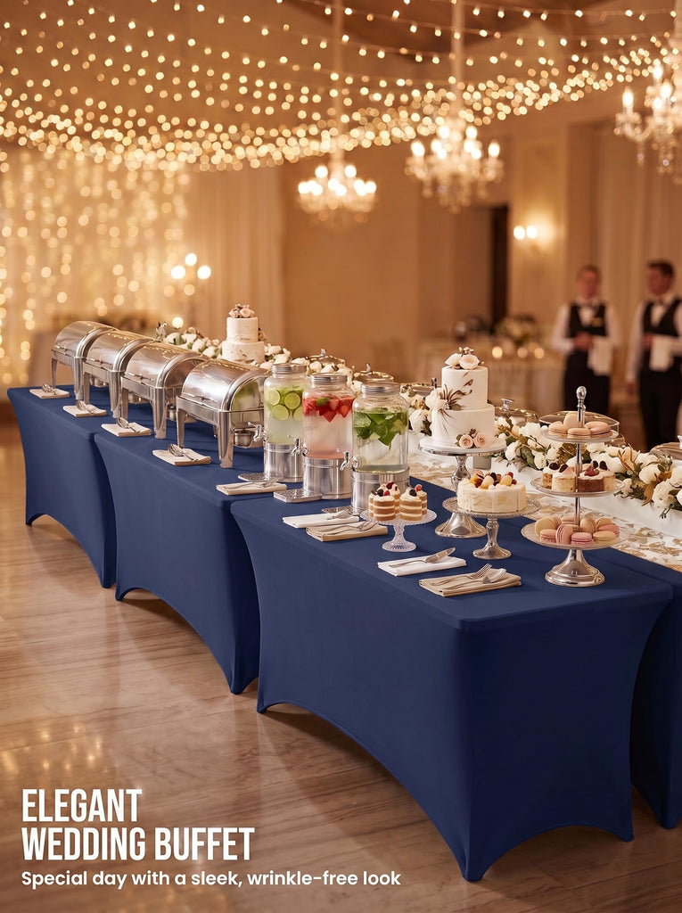 6 Ft 10-Pack Tablecloths, Bulk Box, Hotels, Banquets & Events, Navy Blue