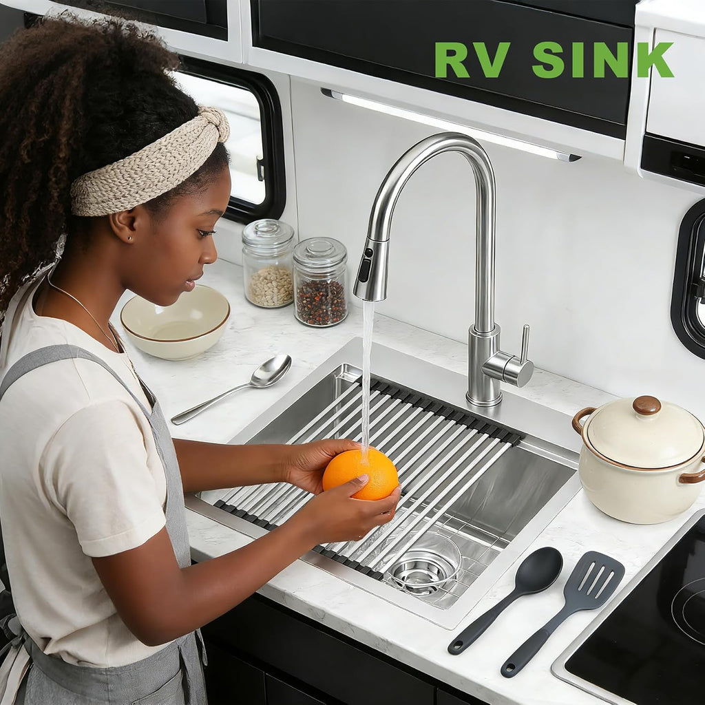 21x20x10 Inch Drop Sink, T304 16-Gauge Stainless Steel Single Bowl, Soundproof Brushed Finish, Includes Drain, Grid