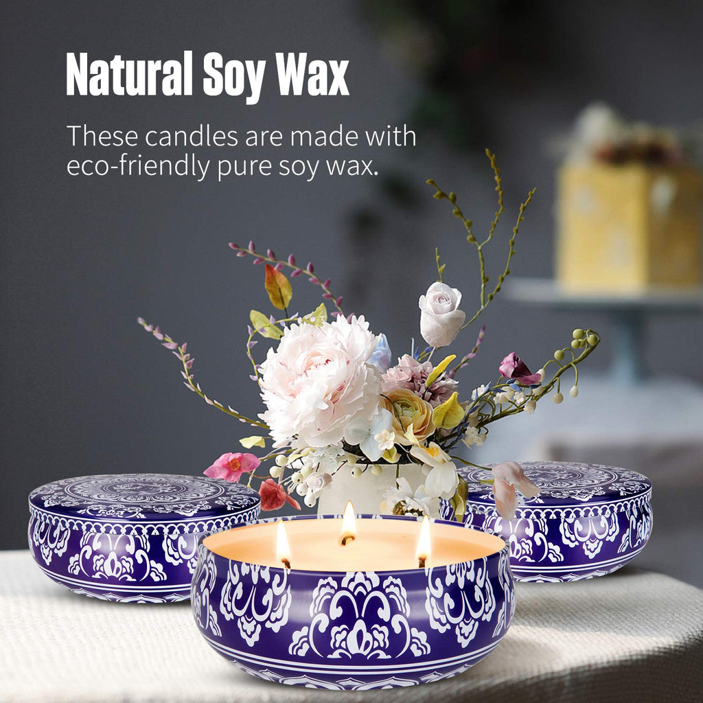 Citronella Candles Outdoor & Indoor - Large 13.5 oz Scented Candles Set 3 Pack Natural Soy Wax citronella Candles for