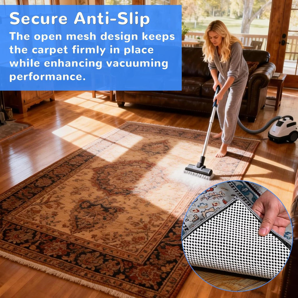 Non Slip Rug Pad Gripper 8X10 FT for Hardwood Floors, Eco-Friendly Anti Skid Mat Under Area Rugs, Keeps Rugs Safe - Set of 80