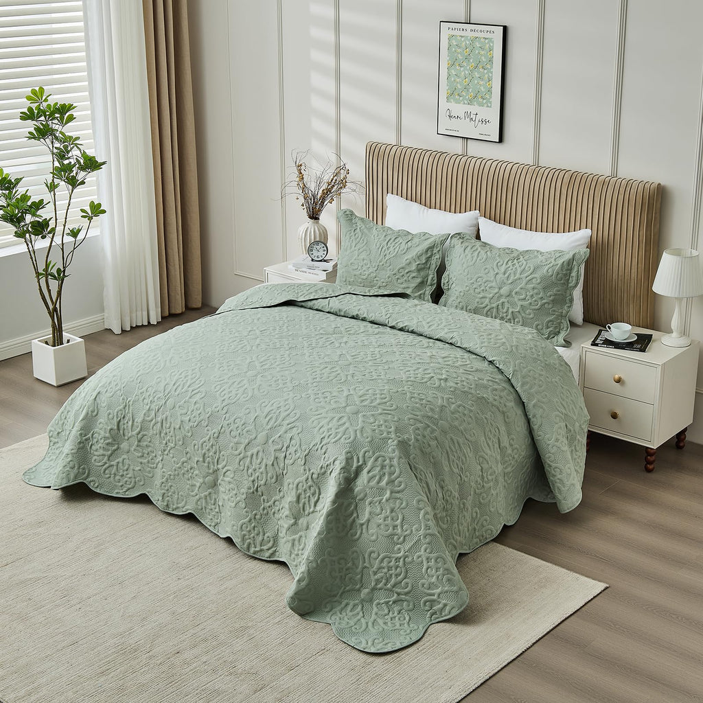 Oversized King Bedspreads 128x120 Sage