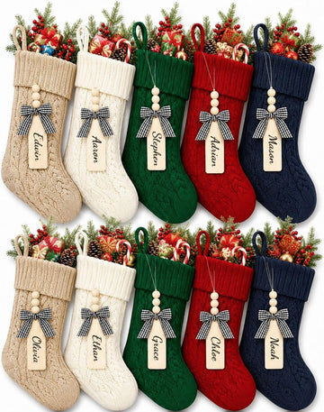 Inch Christmas Stockings, 10 Pack Red White Green Khaki Navy - Set of 10