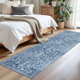 Vintage 2x8 Hallway Runner Rug, Blue and White Washable Rug, Non-Slip Super Soft Kitchen Runner Rug,
