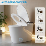 Black Smart Toilet with Bidet, One Piece Toilet with Tank and Pump for Low Water Pressure, AutoOpenClose Lid