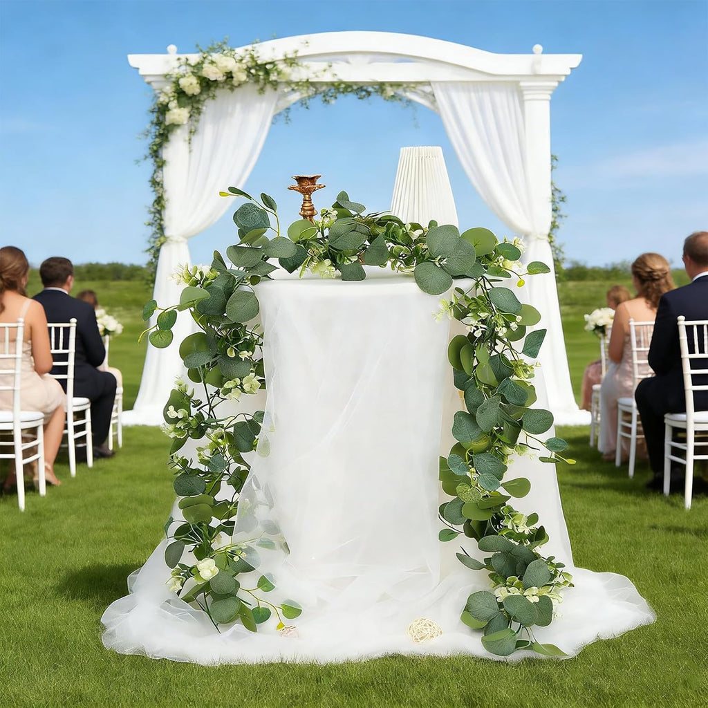 Artificial Eucalyptus Garland 6.2 Long Faux Silk Leaf Eucalyptus Leaves Vines Greenery Garland with White - Set of 6