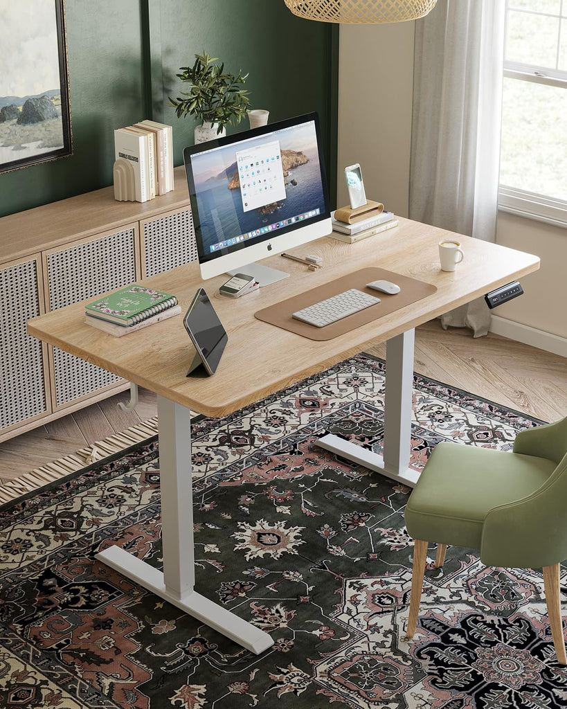 One-Piece Standing Desk, 48"x24" Seamless Tabletop Electric Height Adjustable, Study Rooms & Multi-Device