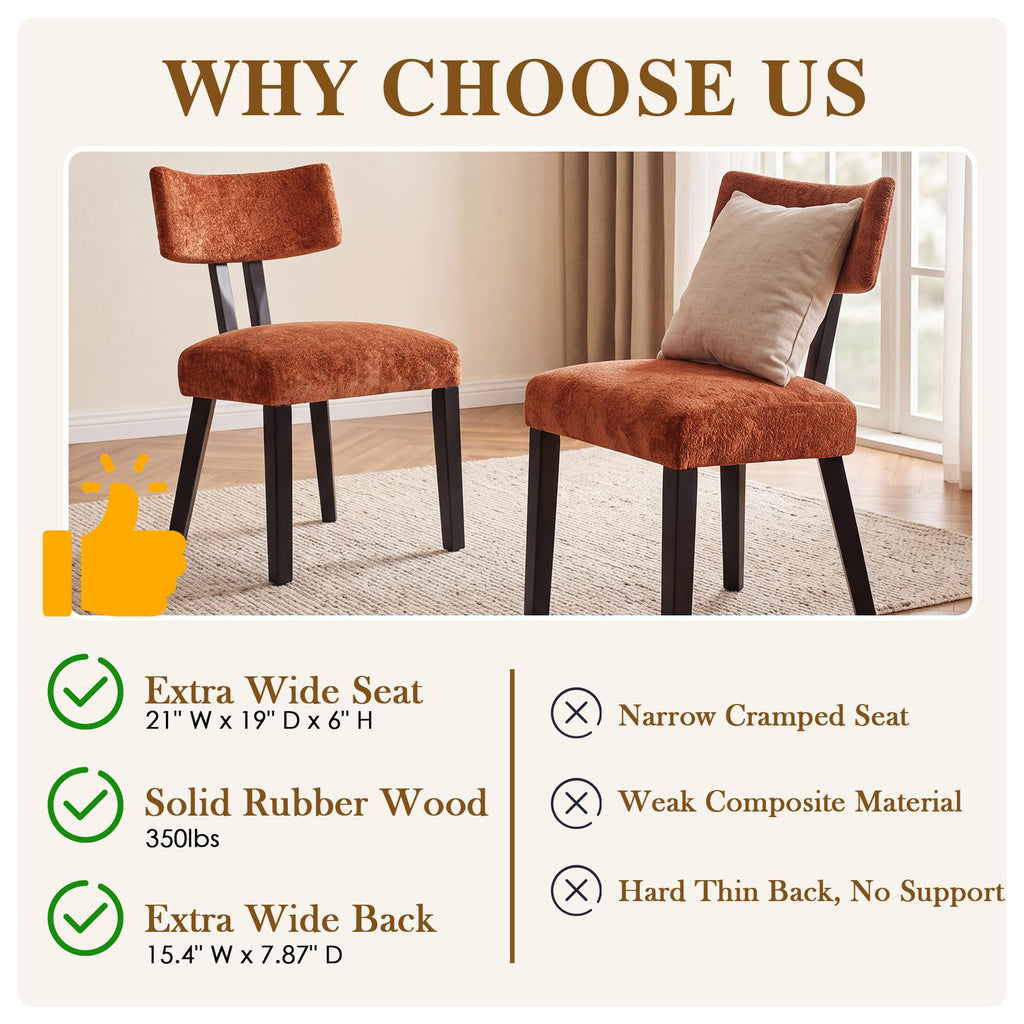 Mid Century Modern Dining Chairs, Velvet Farmhouse Upholstered Kitchen Chairs, Accent Curved Backrest Dining Room