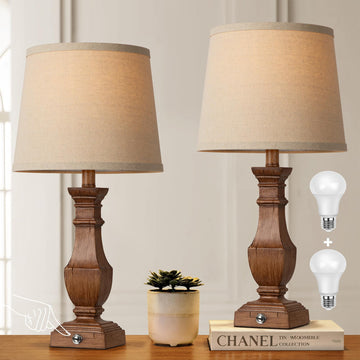 Dimmable Table Lamps Set of 2, Rustic Farmhouse Table Lamps Bedroom, Bedside Desk Lamps for end Tables, Touch Lamps