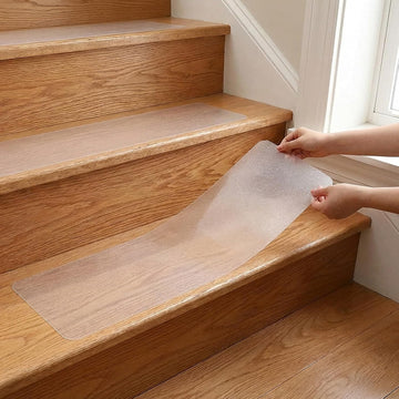 30" x 10" Clear Stair Treads 10 Pack Non-Slip Waterproof Self Adhesive Stair Treads Strips for Wooden Steps, Pre Cut