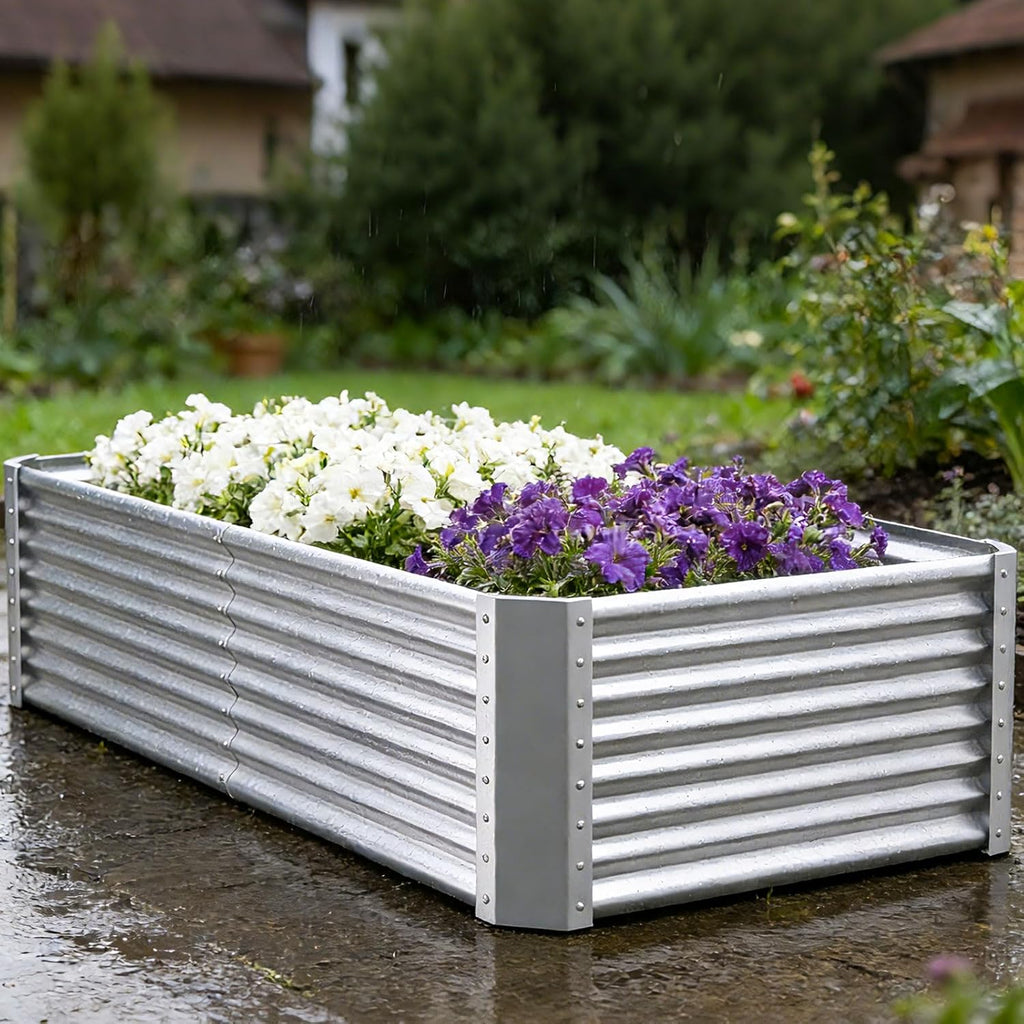 6x3x2ft Raised Garden Bed, Deep Root Planter Box, Silver,1 Pack | 1mm Thick Galvanized Steel, Resists Rust Bowing