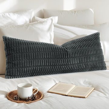 Corduroy Decorative Lumbar Throw Pillow Cover 14x36 Inch Super Soft Boho Striped Rectangle Pillow Covers Case Modern