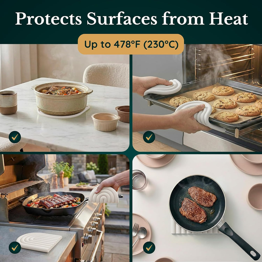 Silicone Trivets for Hot Dishes, Heat-Resistant, Non-Slip Pot Holders & Coasters Durable Hot Pads for Pots, Pans - Set of 2