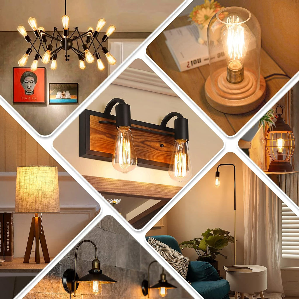 60 Watt Incandescent Edison Light Bulbs, Vintage Dimmable E26 Bulbs, ST58 2200K Warm White Antique 260LM E26 Medium