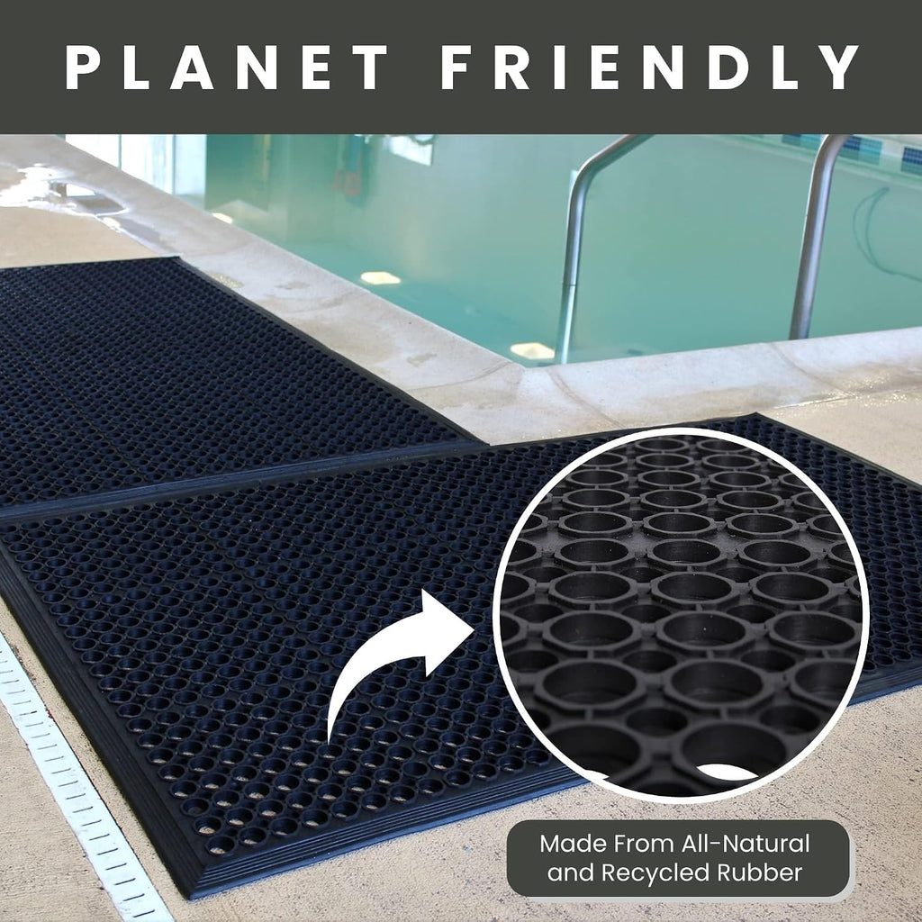 Anti Fatigue Mats Floor, Rubber Bar Mat, Non Slip Commercial Floor Mat with Drainage Holes, Indoor Outdoor Rubber Mat