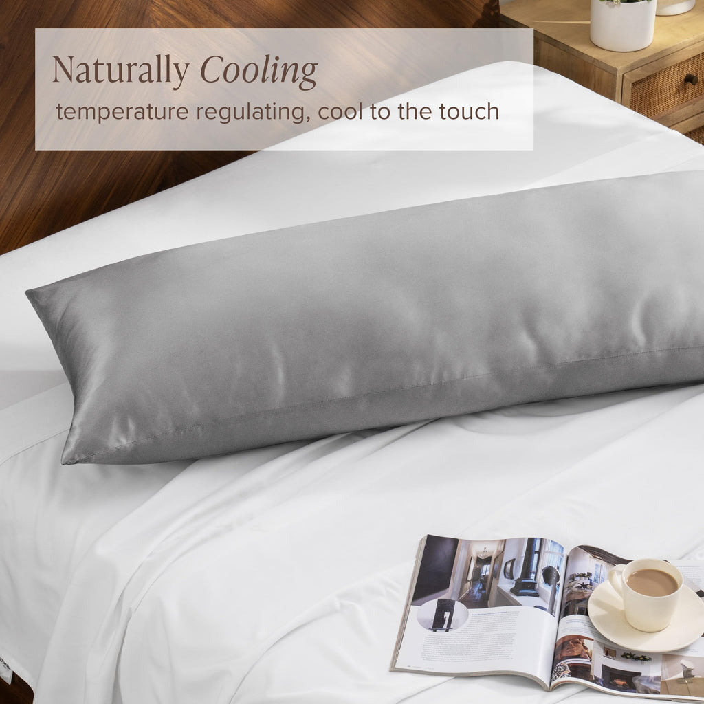 100% Rayon Made from Bamboo Pillowcase Set (Body, Light Grey)