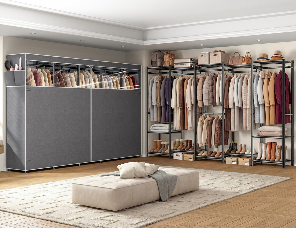 Clothes Rack with Cover 1200LBS Heavy Duty Freestanding Closet