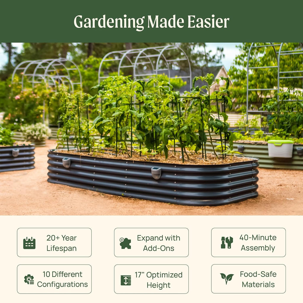Garden Raised Garden Bed Kit, 17" Tall 10 in 1 Jumbo Modular Raised Garden Beds, Metal Planter Box for Vegetables