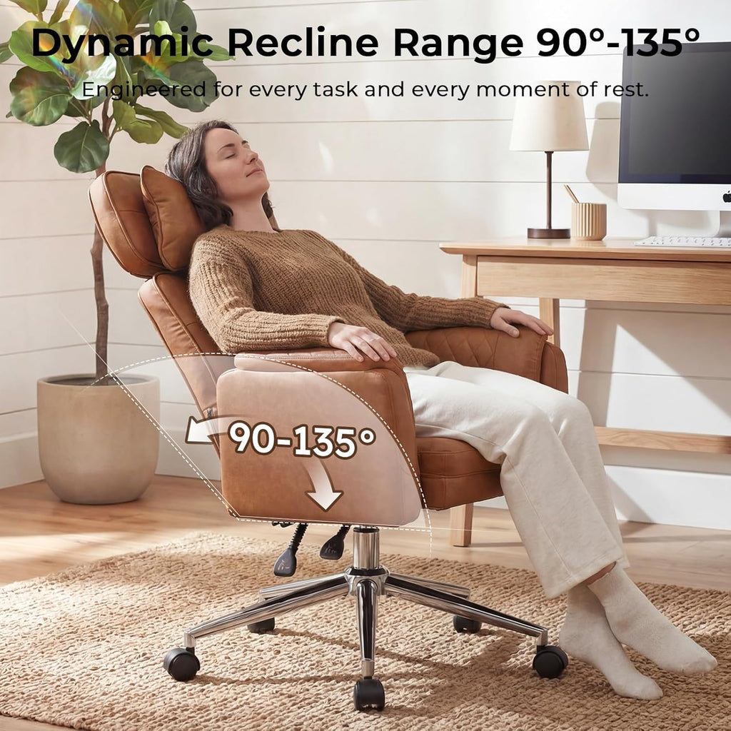 Big and Tall - Criss Cross Leather High Back Executive with Armrests & Wheels, Ergonomic Computer Gaming Desk Chair