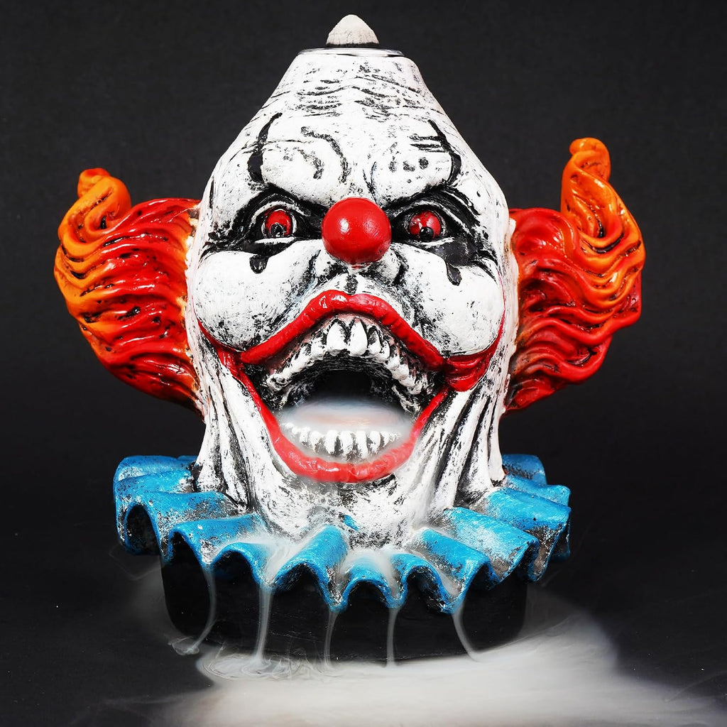 Clown Backflow Incense Burner - 5 x 5 x 3 Inch Hand-Painted Cold Cast Resin | Whimsical Decorative Aromatherapy