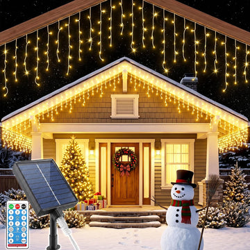 58FT Solar Christmas Icicle Lights Outdoor Waterproof with Remote