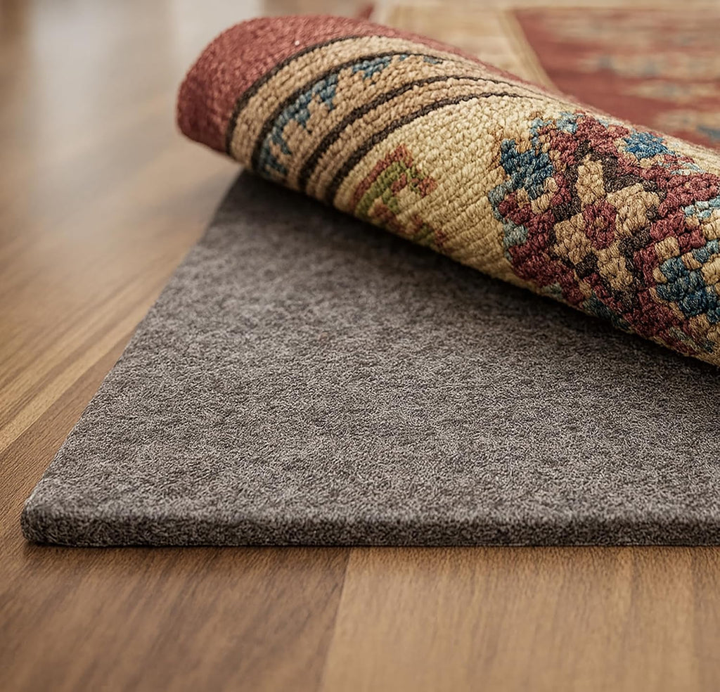 2x4 Feet Gray Rug Pad - 1/3 Inch Thick, Non-Slip, Cushioned Grip for Hard Floors - Set of 8