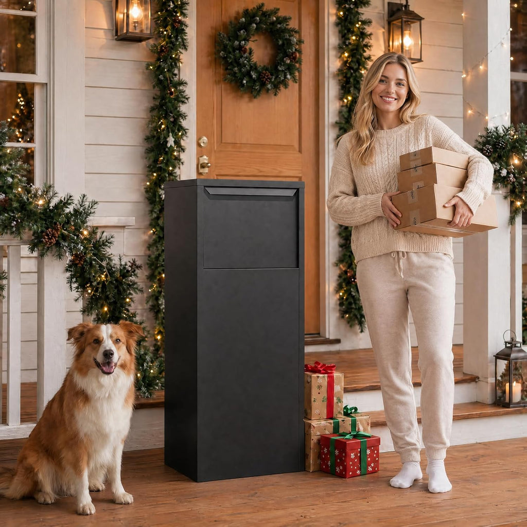 Large Anti-Theft Package Delivery Box 43.3” * 18.3” * 14.0” Lockable Parcel Drop Box No Assembly Required Weatherproof