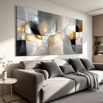 Geometric Abstract Wall Art Decor Modern Gray White Wall Art Prints Canvas Wall Art Decor Office Bathroom Kitchen