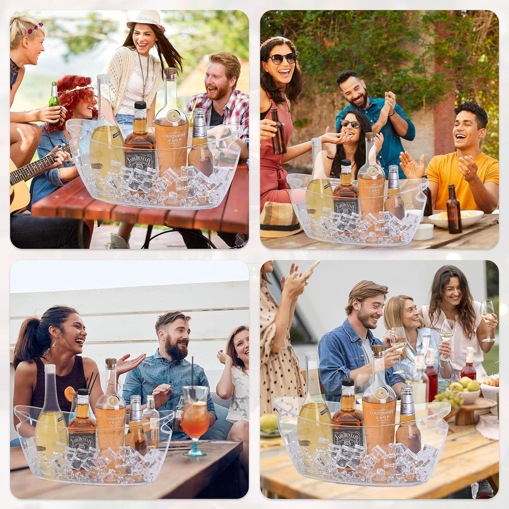 2-Pack Clear Ice Bucket Set - Beverage Tub & Champagne Bucket - Set of 2