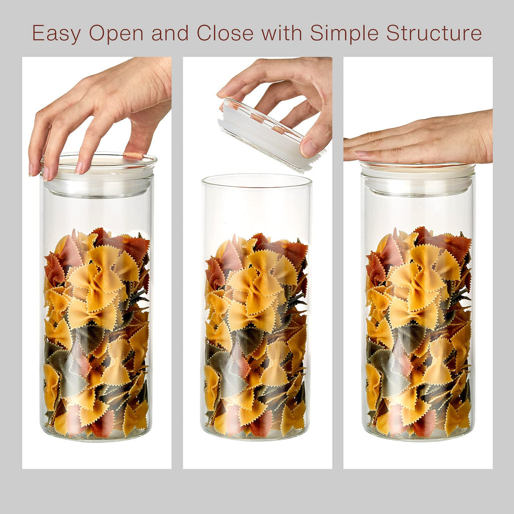 27oz Glass Jars with Airtight Lid Set of 2, Clear Glass Storage Containers, Glass Kitchen Canisters with Airtight