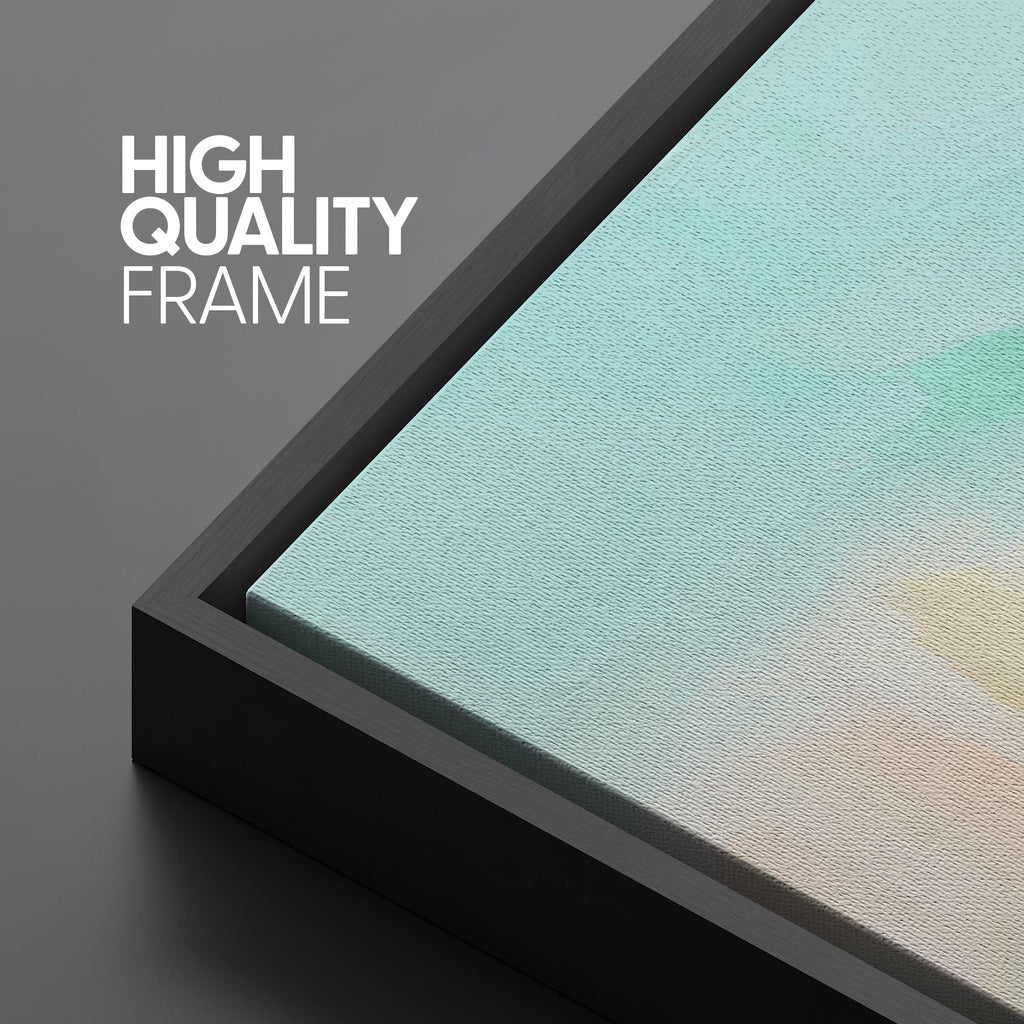 Framed Canvas Print Wall Art Set Teal Pink Watercolor Collage Abstract Shapes Digital Art Modern Art Decorative