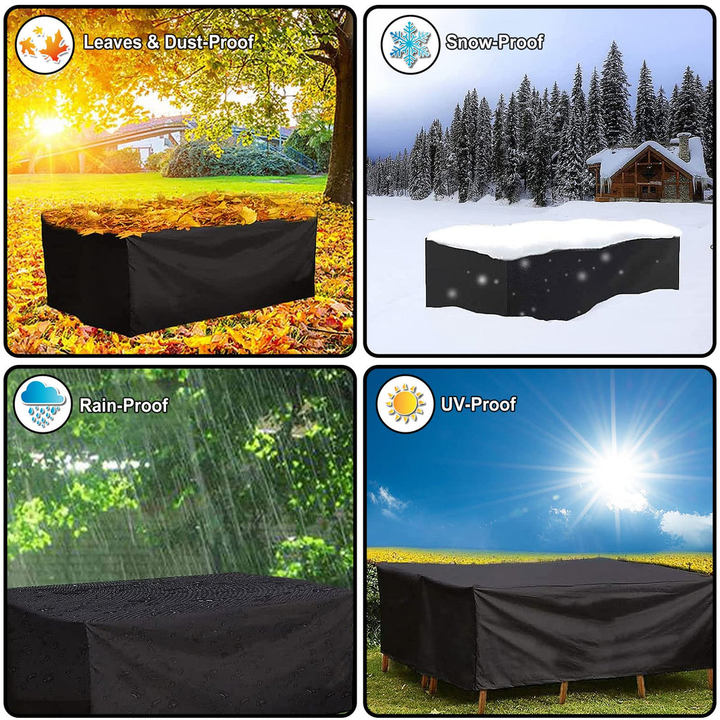 Patio Furniture Covers Waterproof, Outdoor Furniture Covers Rip-proof Furniture Set Table and Chairs, Windproof UV