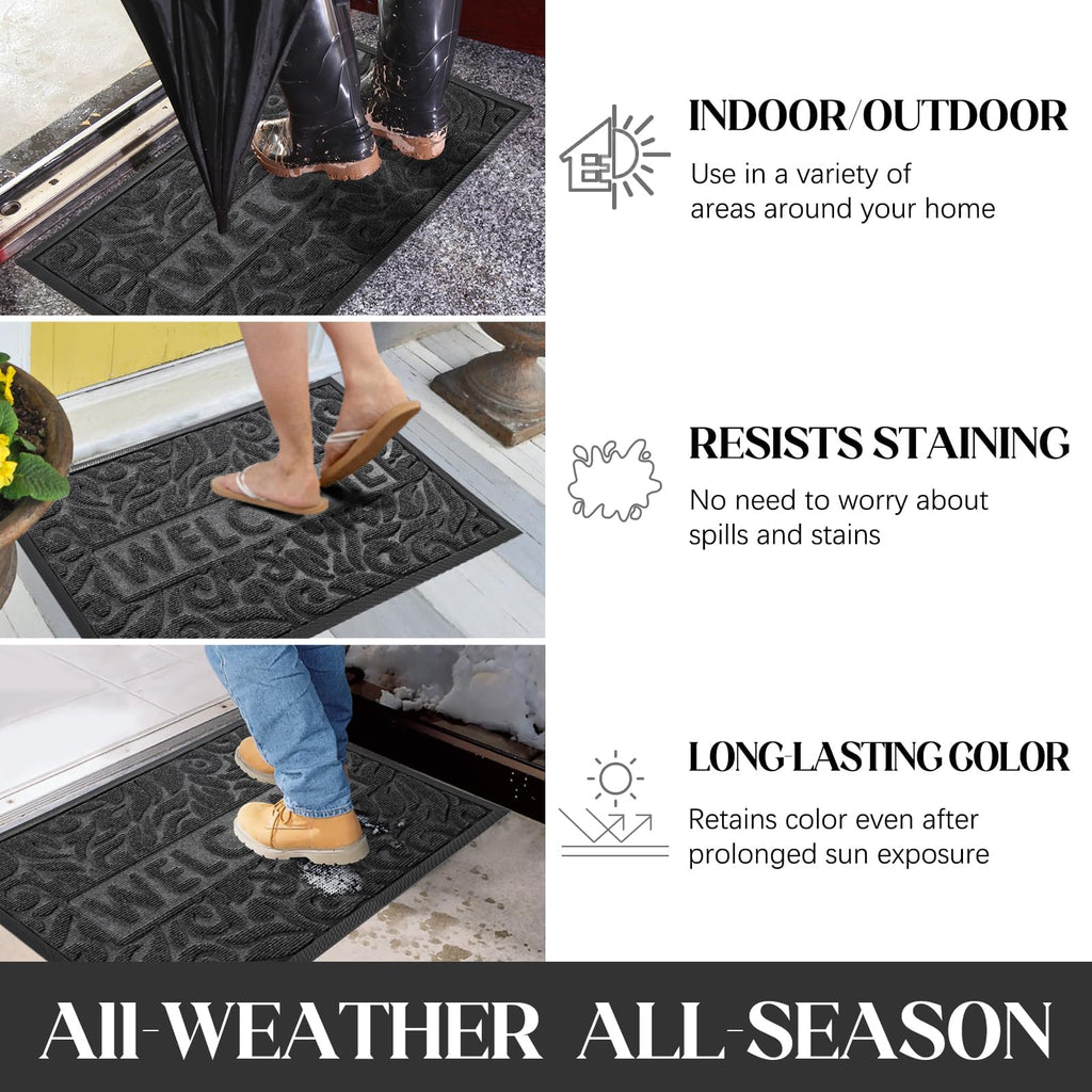 Large Welcome Mat 47x32, Waterproof Non-Slip Outdoor Mats for Front Door Outside Entrance, Low-Profile Entryway Mat