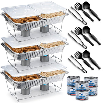 Disposable Chafing Dish Buffet Set, Food Warmers for Parties, 33 Pieces Catering Supplies - Buffet Servers and