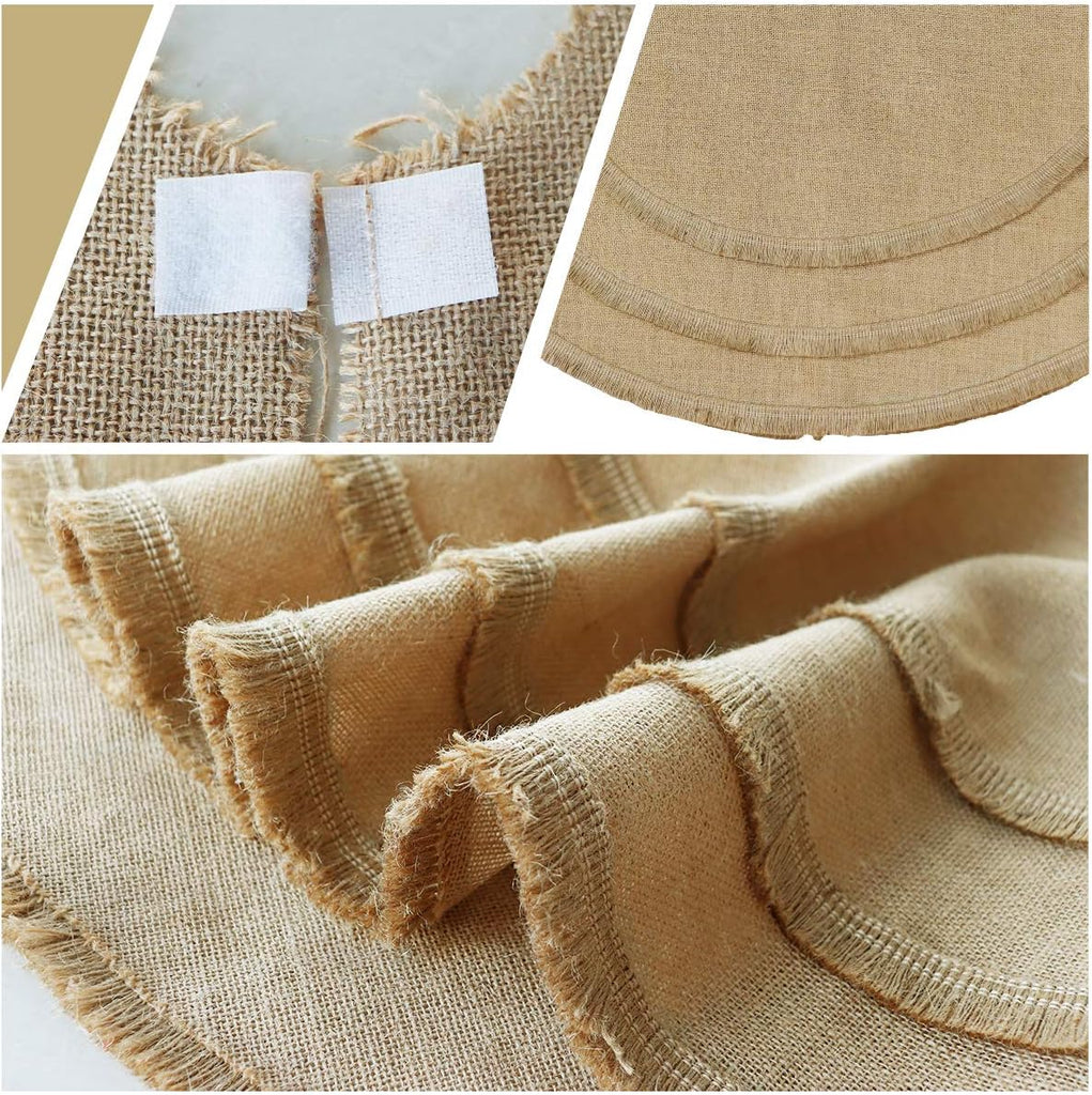 Christmas Tree Skirt, 48 inches Natural Burlap Jute Plain with Tassels, Rustic Xmas Holiday Decoration...