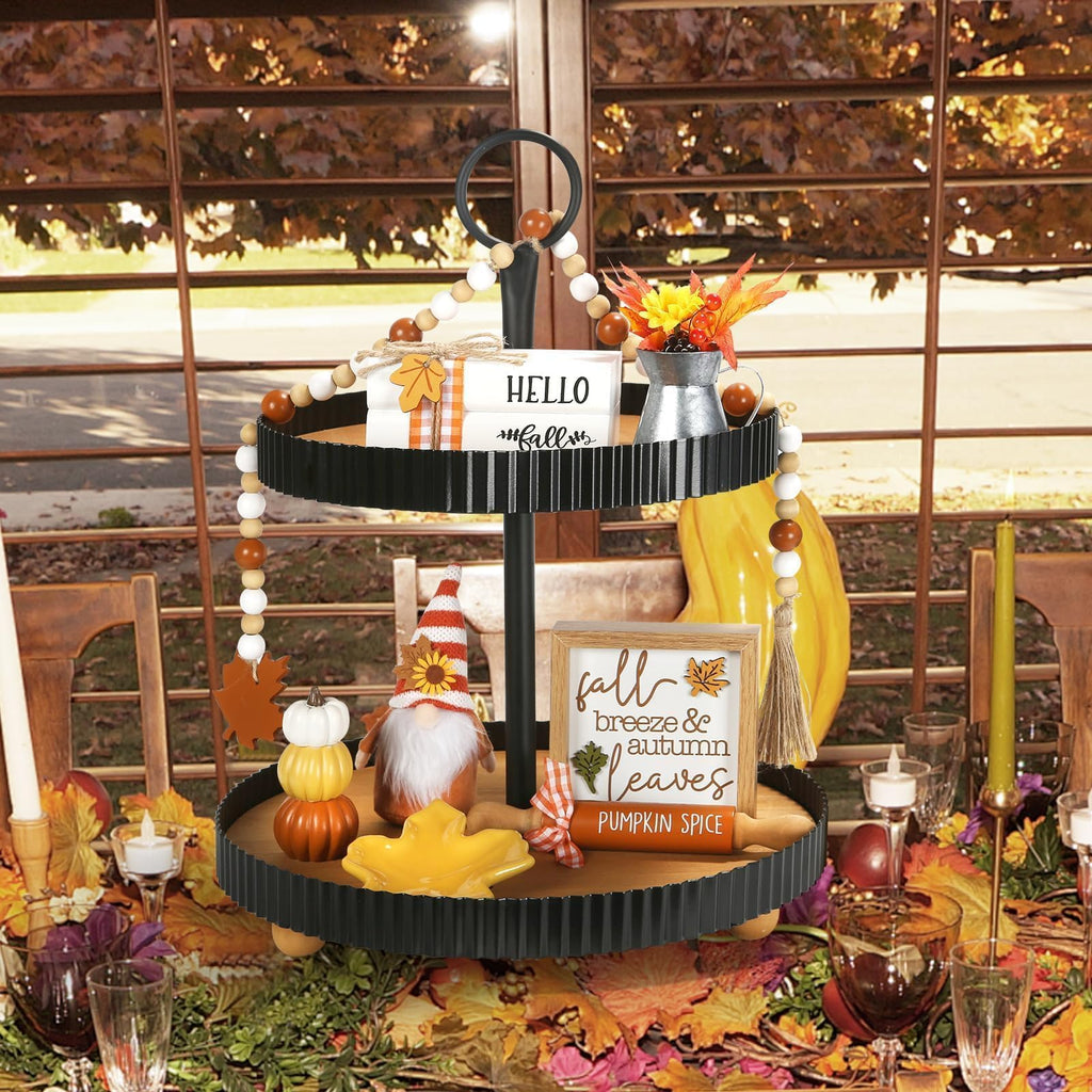 Fall Decorations Indoor, Tabletop 8PCS Fall Tiered Tray Decor Set