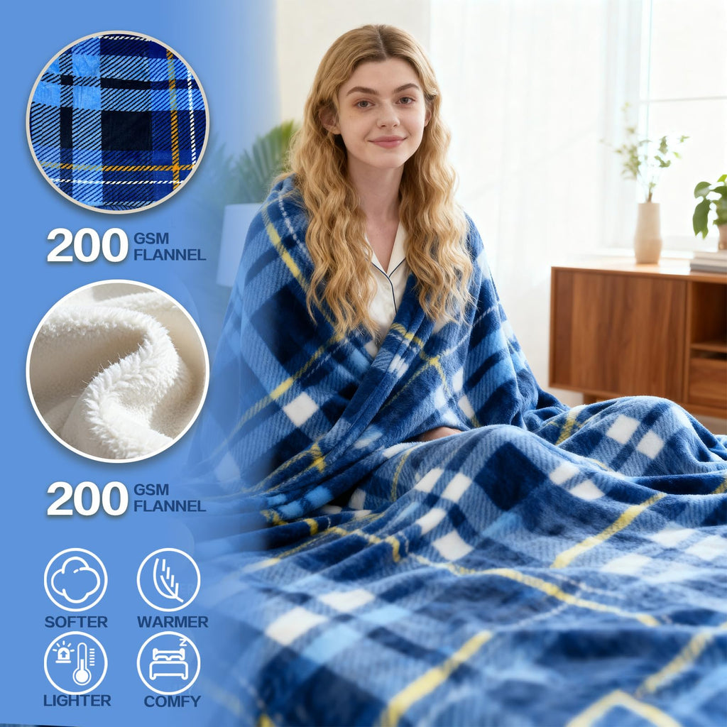Heated Blanket Electric Twin, Soft Flannel Heating Blanket with 8 Hours Auto Off 10 Fast Heating Levels Machine