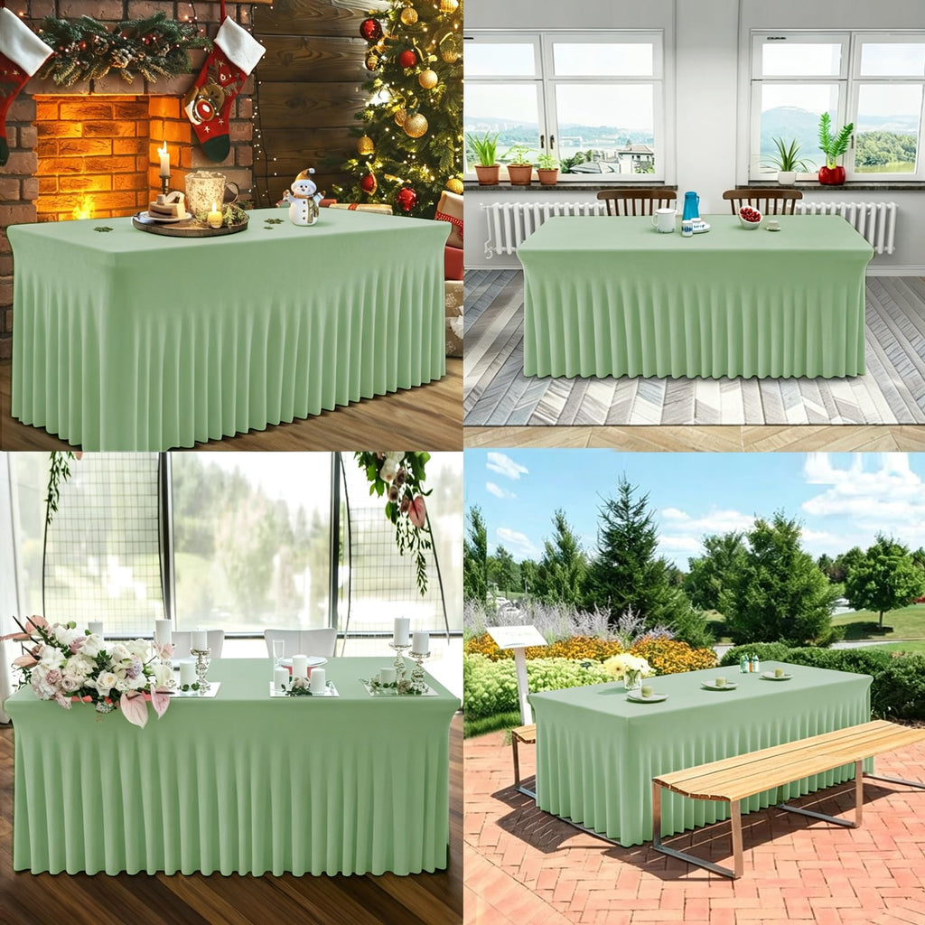 One-Piece Spandex Table Cloth Skirt for 6FT Rectangle Tables